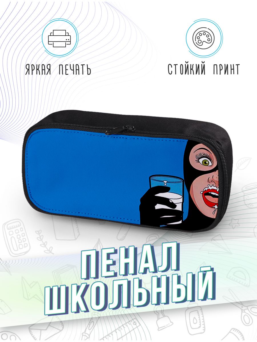 картинка Пенал школьный Комиксы DC Чудо женщина Кошка Поп Арт от магазина Каждому Своё