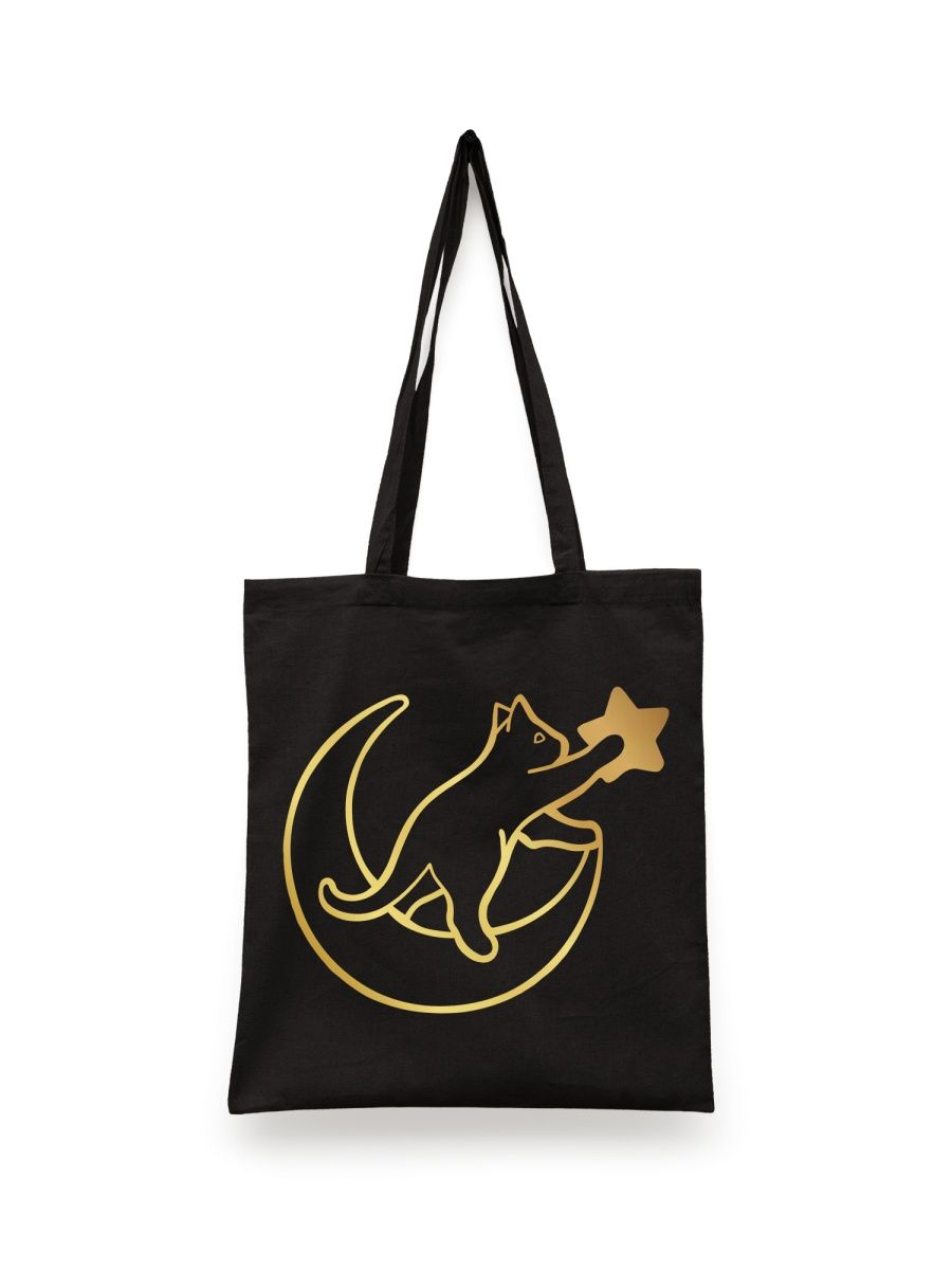 картинка Кот на месяце Луна Звезды Золото Тамблер от магазина Каждому Своё