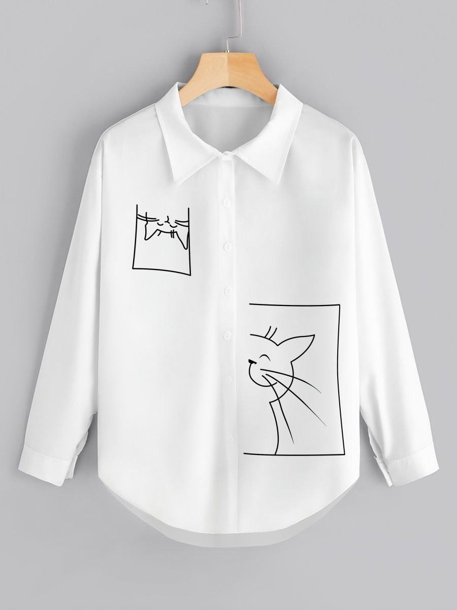 картинка Рубашка женская оверсайз|Котенок|Кошечка|Kitty от магазина Каждому Своё