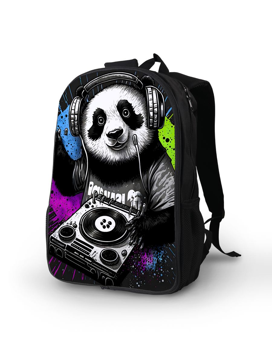 картинка Рюкзак Портфель Панда Panda Диджей Крутые животные от магазина Каждому Своё
