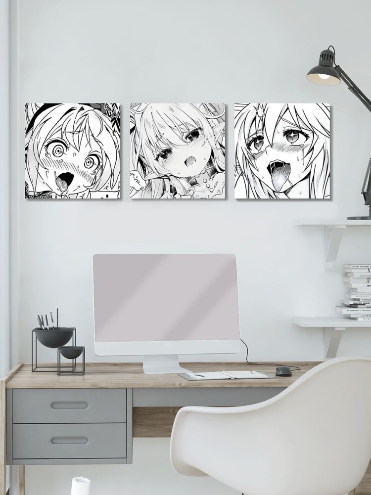 картинка Модульные картины 30х30 3шт Anime Аниме Девочки Ахэгао от магазина Каждому Своё
