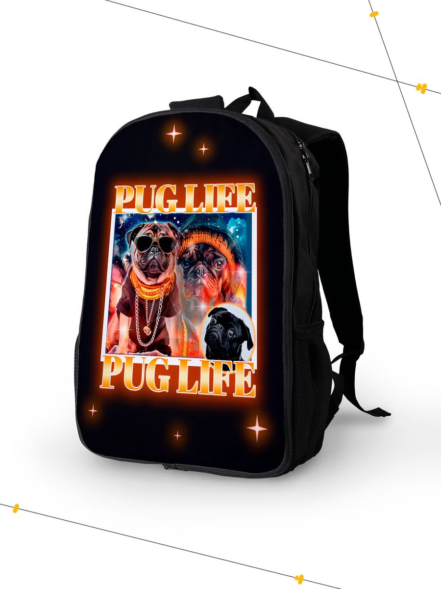 картинка Рюкзак|Pug Life|Жизнь Мопса|Крутой Мопс от магазина Каждому Своё
