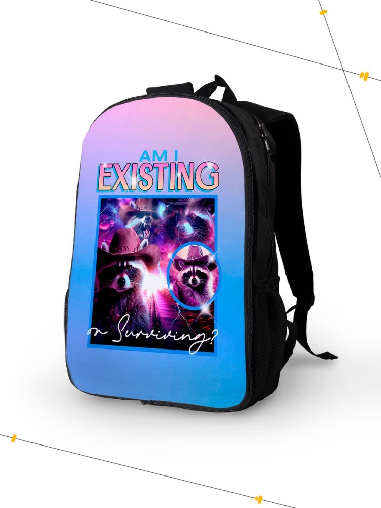 картинка Рюкзак|Животные|Еноты|Я Существую или Выживаю от магазина Каждому Своё