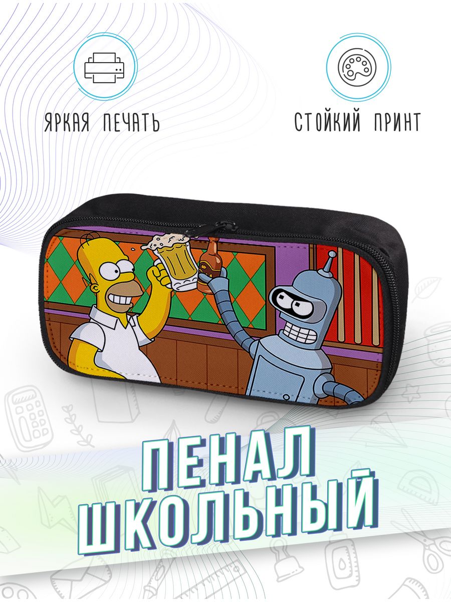 картинка Пенал школьный Мультфильм Футурама Futurama Бендер Фрай от магазина Каждому Своё