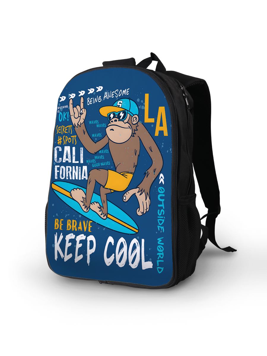 картинка Рюкзак Портфель Обезьянка Monkey Животные Серфинг от магазина Каждому Своё