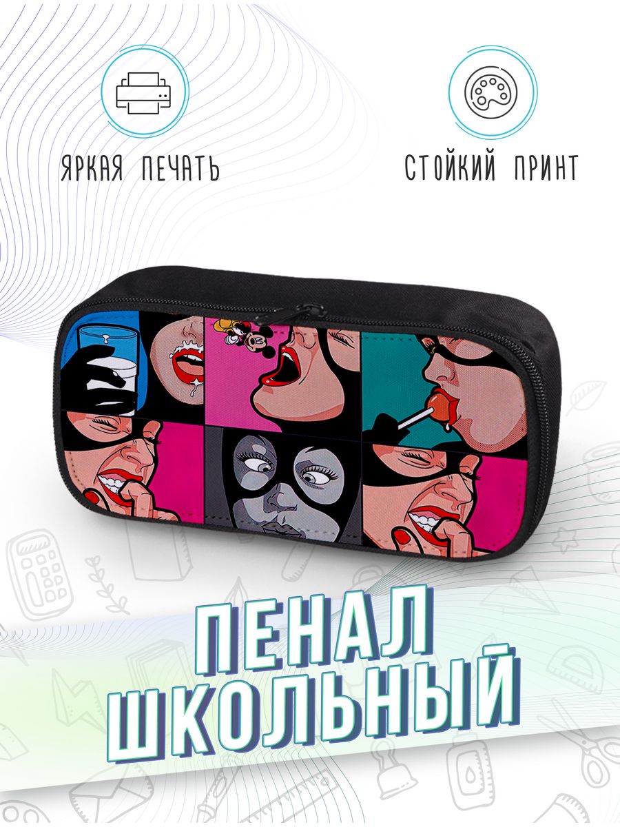 картинка Пенал школьный Комиксы DC Чудо женщина Кошка Поп Арт от магазина Каждому Своё