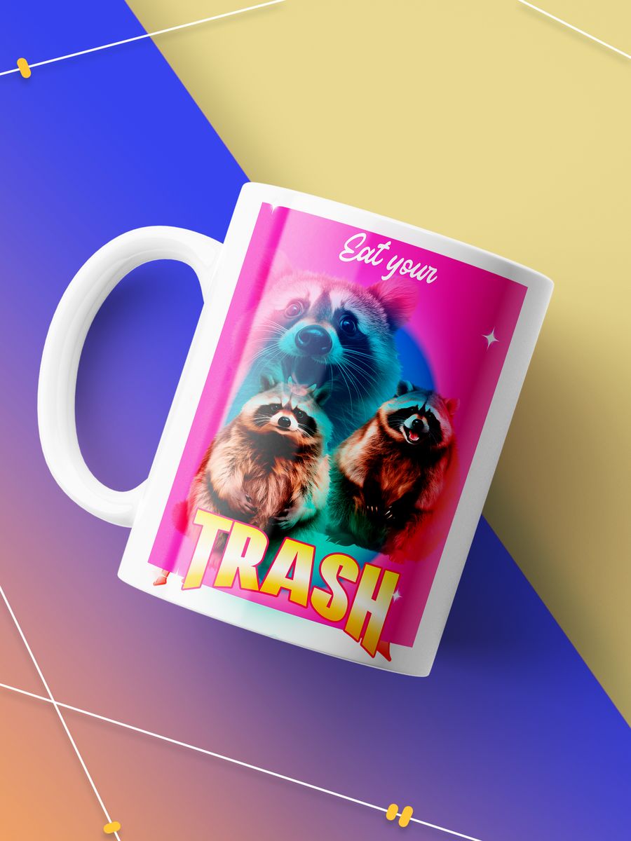 картинка Кружка|Eat Your Trash|Кушай свой мусор|Животные|Еноты от магазина Каждому Своё