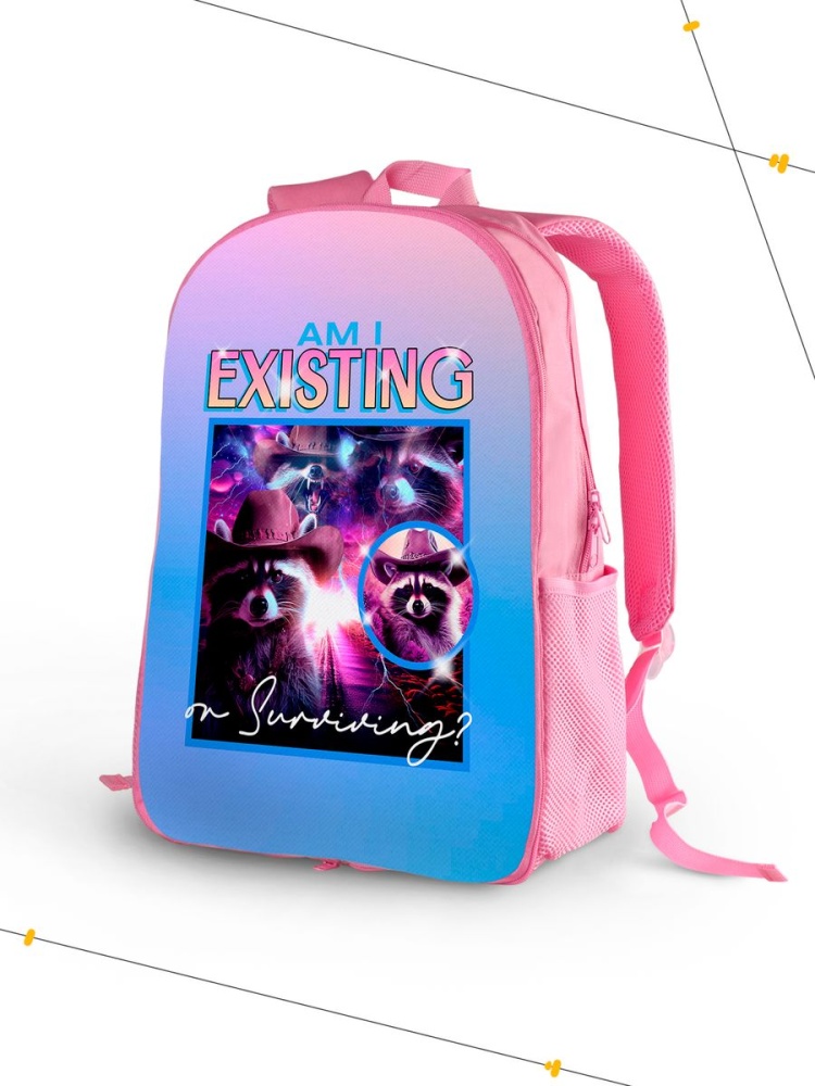 картинка Рюкзак|Животные|Еноты|Я Существую или Выживаю от магазина Каждому Своё