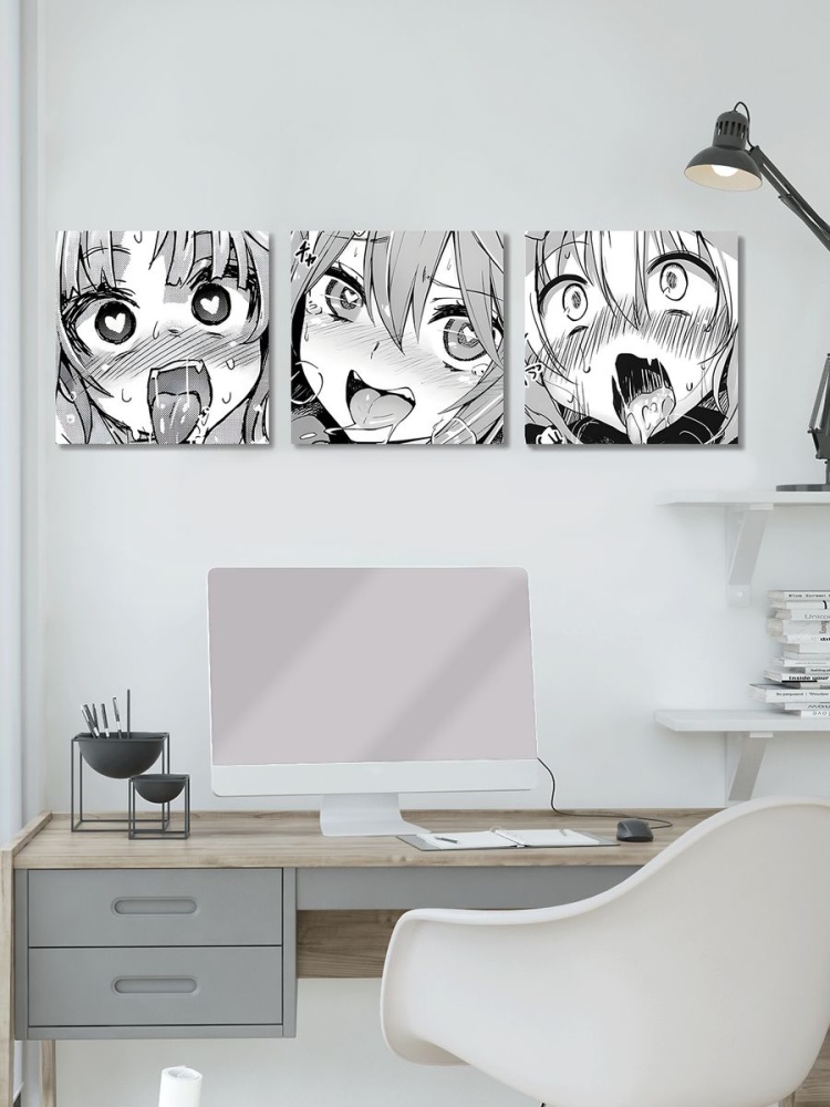 картинка Модульные картины 30х30 3шт Anime Аниме Девочки Ахэгао от магазина Каждому Своё